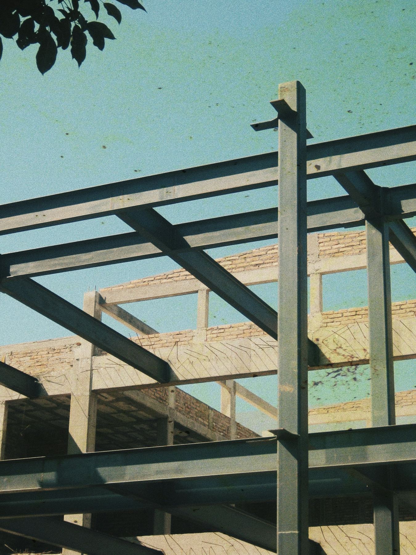 A steel frame under construction